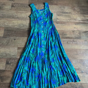 Women's Dressbarn Green Blue Floral Maxi Dress Plus Size 16 Easter